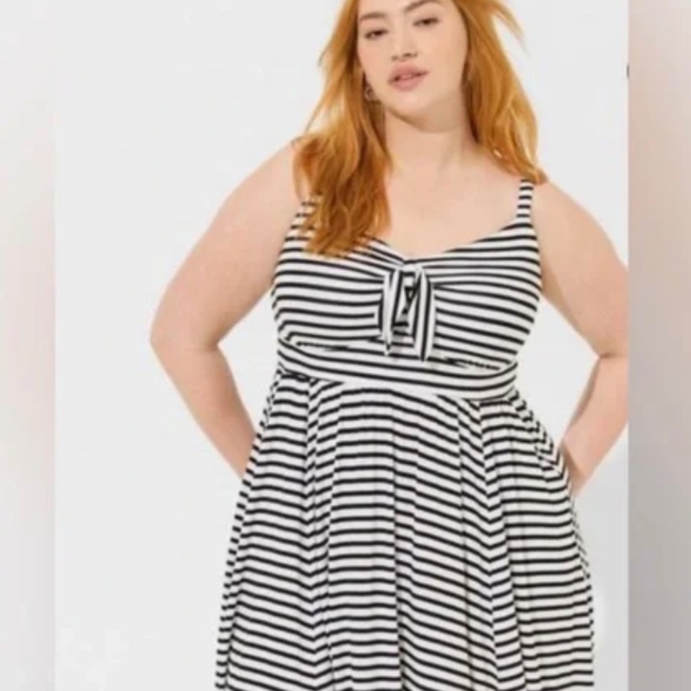 Torrid Super Soft Front Tie Striped Dress 3X